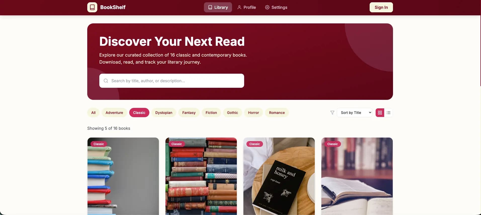 Library Books Profile preview